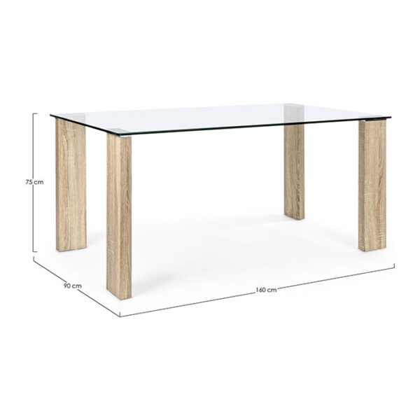 Tavolo rettangolare fisso in vetro e legno New Arley 0732216 Andrea Bizzotto