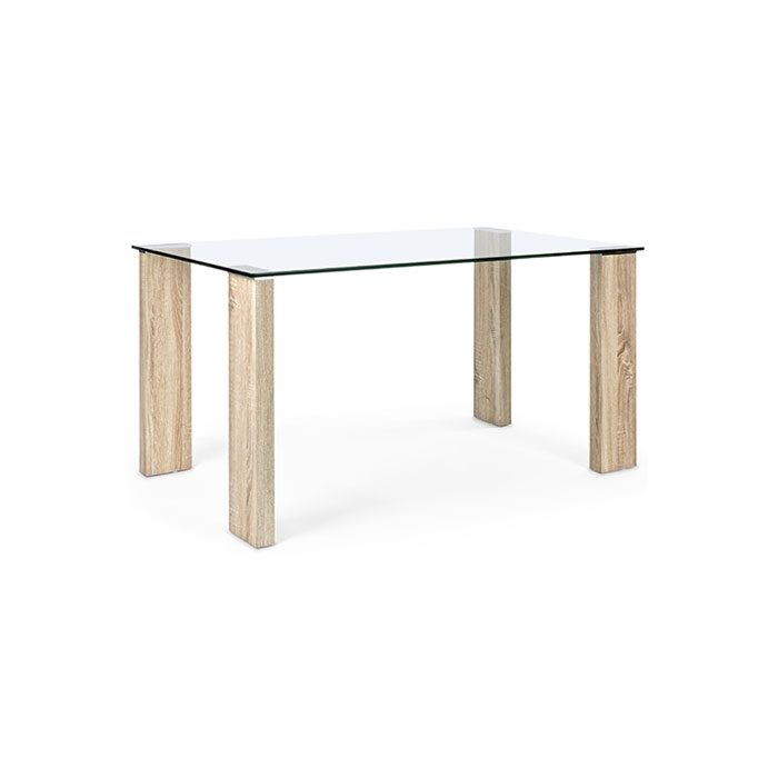Tavolo rettangolare fisso in vetro trasparente e legno New Arley 0732215 Andrea Bizzotto