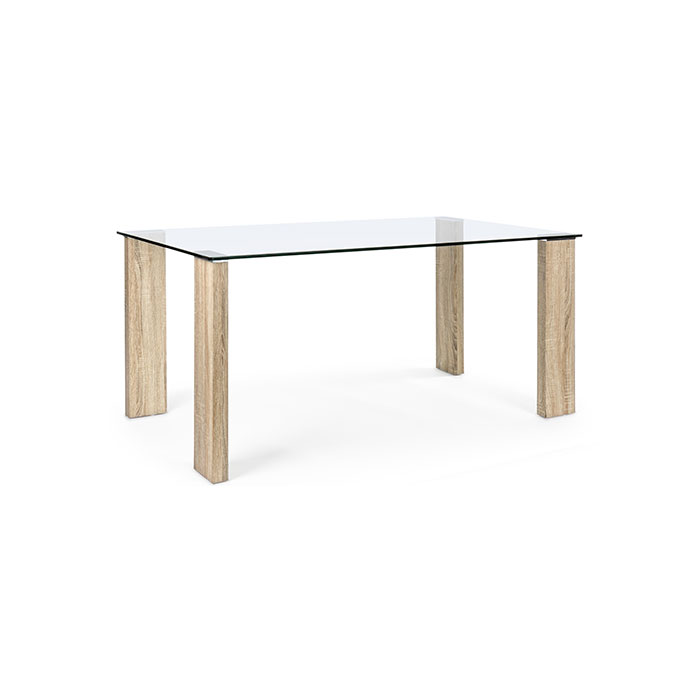Tavolo rettangolare fisso in vetro trasparente e legno New Arley 0732216 Andrea Bizzotto