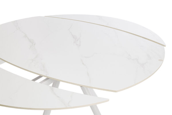 Tavolo tondo allungabile piano gres bianco Rauni 0731528 Andrea Bizzotto