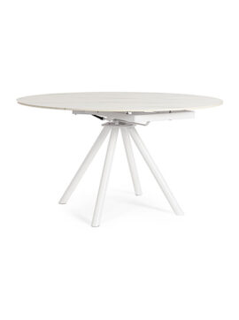 Tavolo tondo allungabile piano in gres bianco Rauni 0731528 Andrea Bizzotto