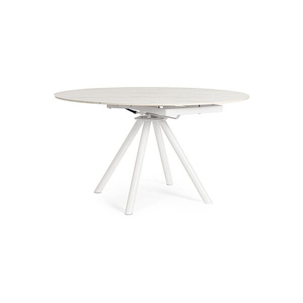 Tavolo tondo allungabile piano in gres bianco Rauni 0731528 Andrea Bizzotto