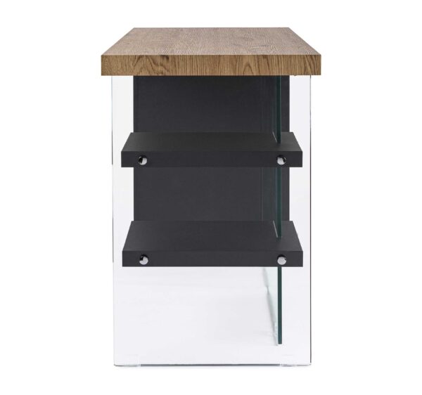 Scrivania in vetro e legno con mensole Line Wood nero 0734007 Andrea Bizzotto