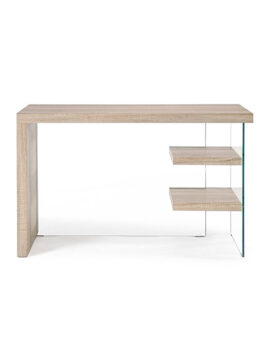 Scrivania in vetro trasparente e mensole mdf chiaro Bilbao 5732001 Andrea Bizzotto