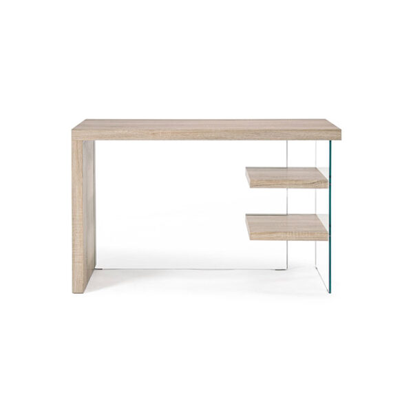 Scrivania in vetro trasparente e mensole mdf chiaro Bilbao 5732001 Andrea Bizzotto