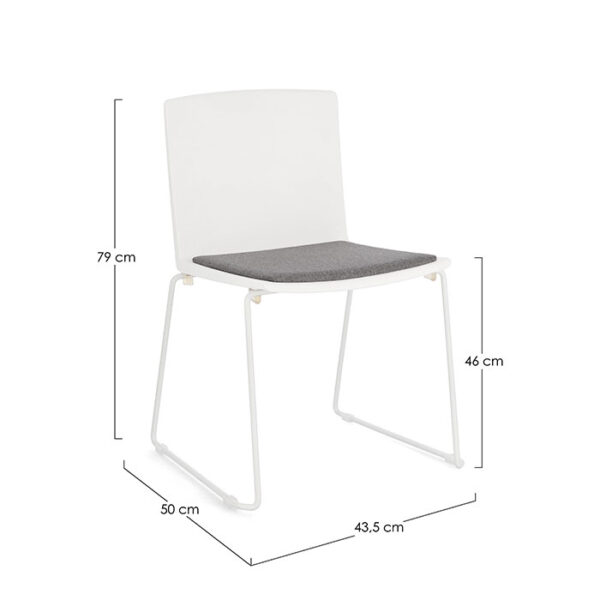 Sedia bianca in polipropilene con cuscino grigio Giulia 0733440 Andrea Bizzotto