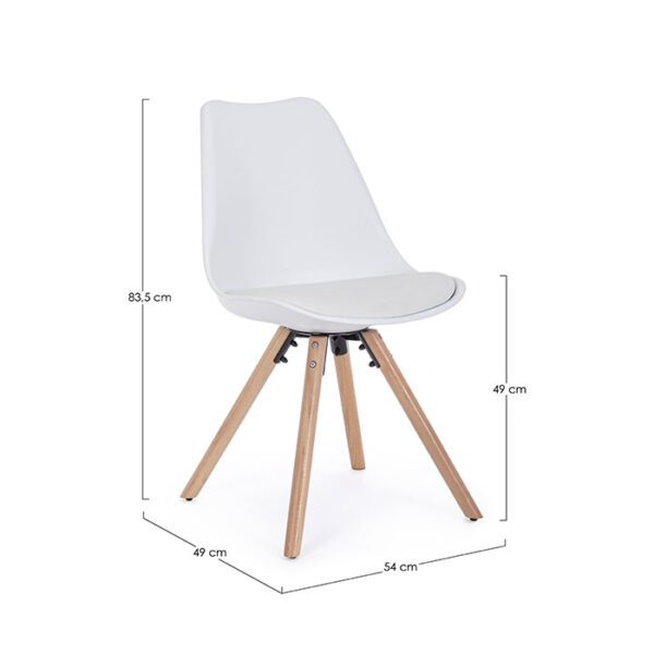 Sedia bianca in polipropilene con cuscino in similpelle New Trend 0733421 Andrea Bizzotto