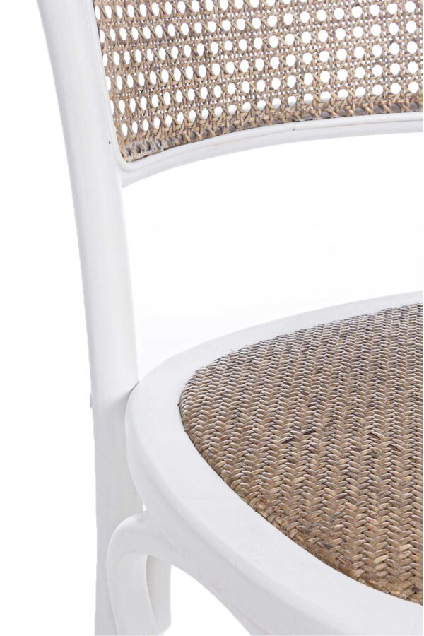 Sedia classica bianca in legno e rattan naturale Carrel 0743656 Andrea Bizzotto