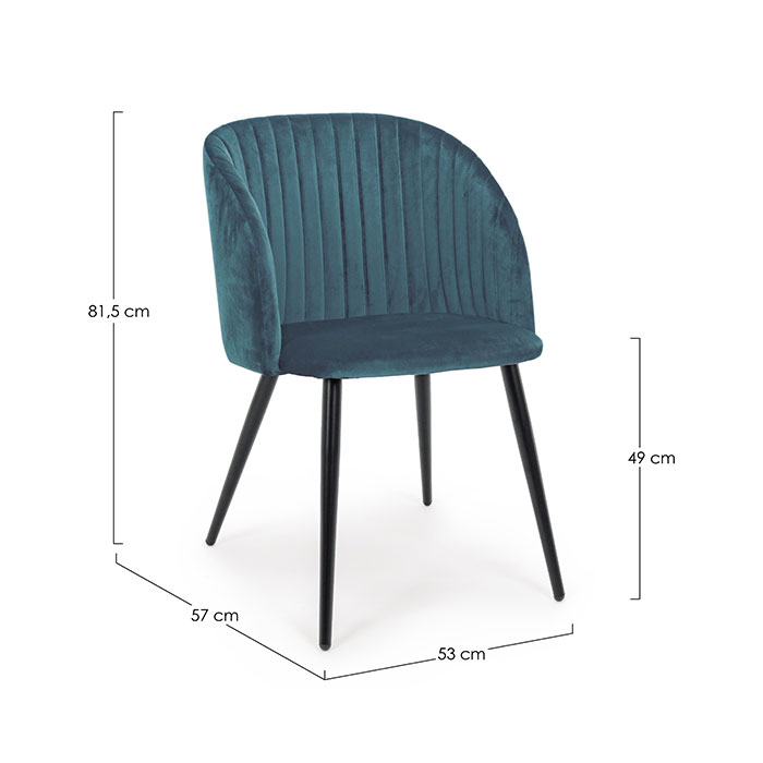 Sedia colorata imbottita in velluto Blu Queen Velvet 0734284 Andrea Bizzotto