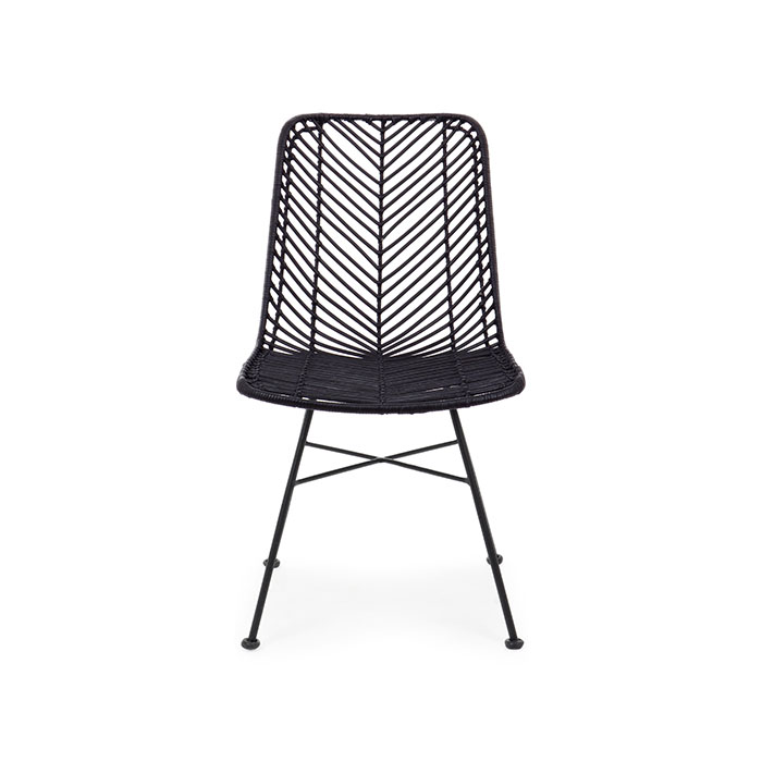 Sedia colorata in rattan Nero Lorena 0671479 Andrea Bizzotto