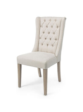 Sedia con schienale alto in poliestere e legno Beige Columbia 0748056 Andrea Bizzotto