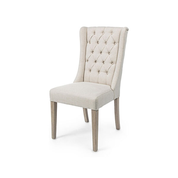 Sedia con schienale alto in poliestere e legno Beige Columbia 0748056 Andrea Bizzotto