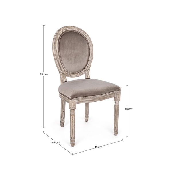 Sedia elegante in poliestere effetto velluto Tortora Mathilde 0743491 Andrea Bizzotto
