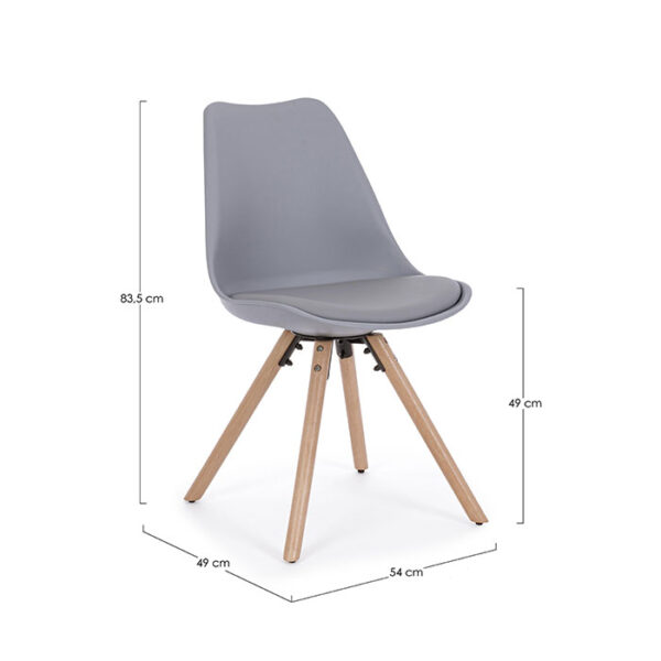 Sedia grigio in polipropilene con cuscino in similpelle New Trend 0733422 Andrea Bizzotto