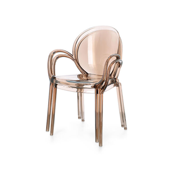 Sedia impilabile con braccioli in policarbonato Camilla Coffee 0730222 Andrea Bizzotto
