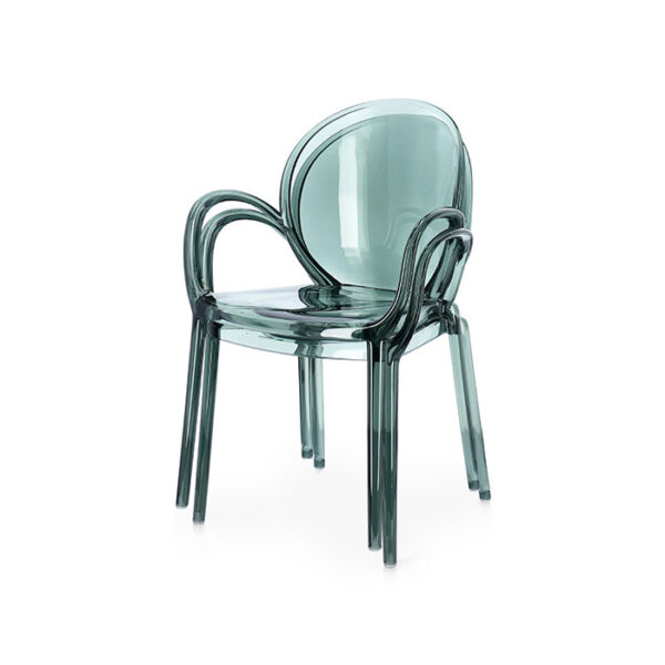 Sedia impilabile con braccioli in policarbonato Camilla Mint 0730223 Andrea Bizzotto