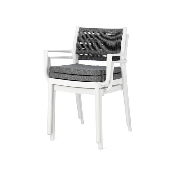 Sedia impilabile con braccioli in polipropilene Bianco-Grigio scuro Alvin 0650008 Andrea Bizzotto