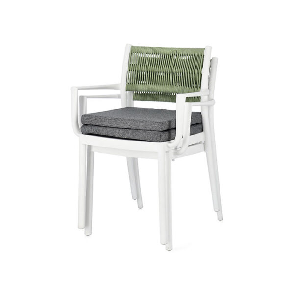 Sedia impilabile con braccioli in polipropilene Bianco-verde Alvin 0650006 Andrea Bizzotto