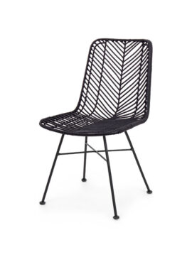 Sedia in acciaio e rattan Nero Lorena 0671479 Andrea Bizzotto
