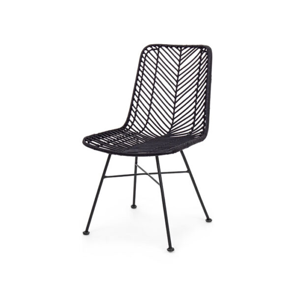Sedia in acciaio e rattan Nero Lorena 0671479 Andrea Bizzotto