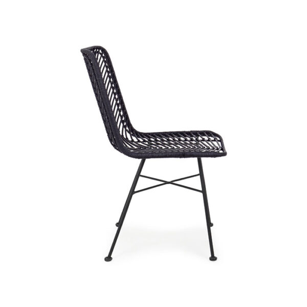 Sedia in acciaio nero e rattan Nero Lorena 0671479 Andrea Bizzotto