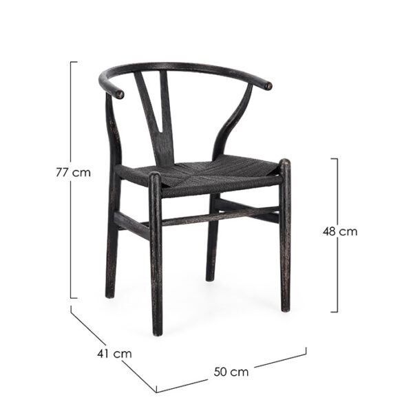 Sedia in legno di faggio nero e seduta intreccio in corda Artemio 0743727 Andrea Bizzotto