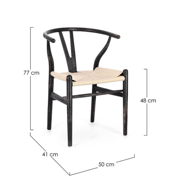 Sedia in legno di faggio nero e seduta intreccio in corda chiaro Artemio 0743726 Andrea Bizzotto