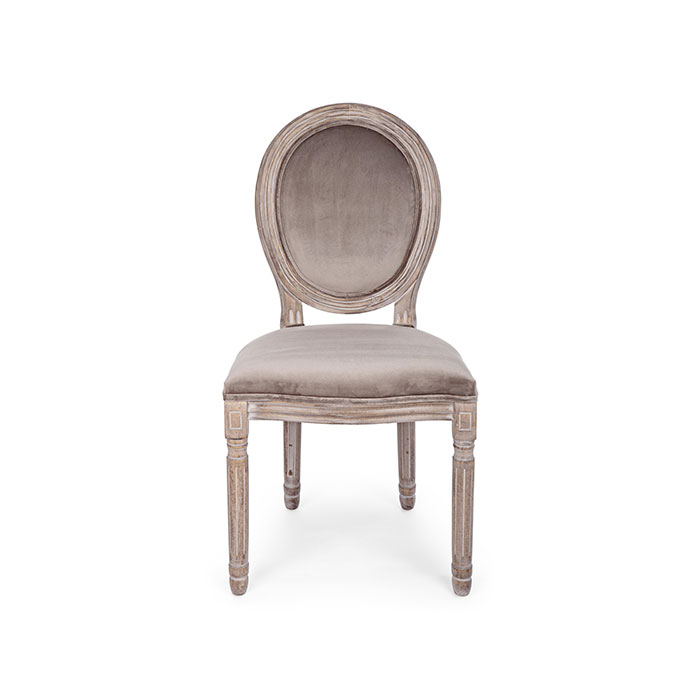 Sedia in legno e in poliestere effetto velluto Tortora Mathilde 0743491 Andrea Bizzotto