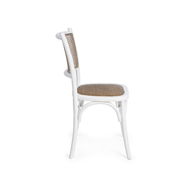 Sedia in legno verniciato bianco e rattan naturale Carrel 0743656 Andrea Bizzotto