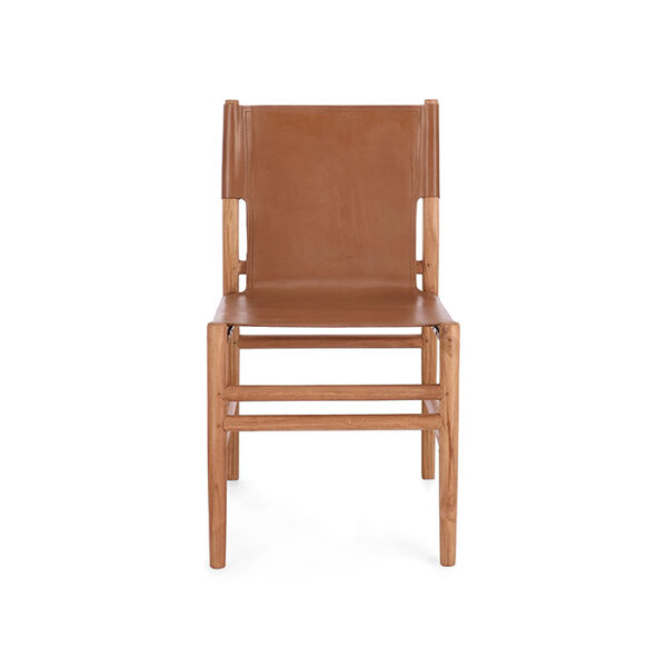 Sedia in pelle e legno teak Cognac Caroline 0747163 Andrea Bizzotto