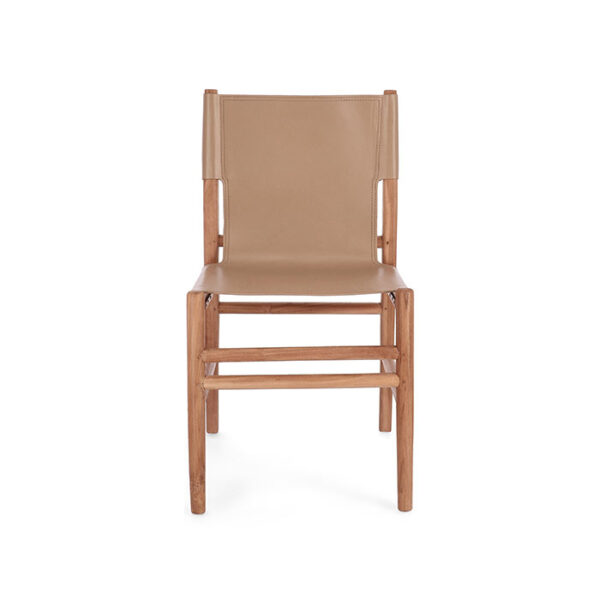 Sedia in pelle e legno teak Tortora Caroline 0747162 Andrea Bizzotto