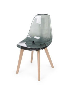Sedia in policarbonato trasparente Fume' e gambe in legno Easy 0733034 Andrea Bizzotto
