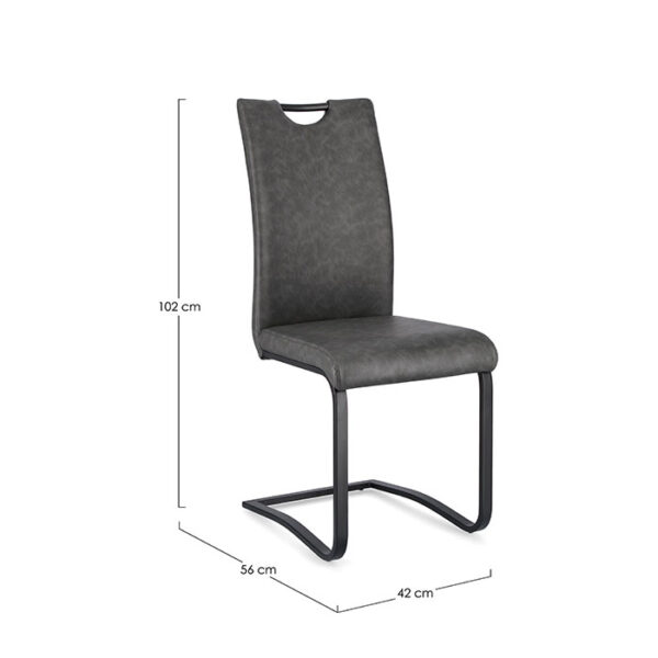 Sedia in similpelle Antracite con schienale alto Kenneth 0731254 Andrea Bizzotto