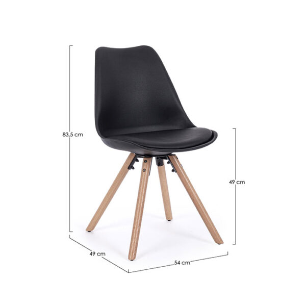 Sedia nera in polipropilene con cuscino in similpelle New Trend 0733420 Andrea Bizzotto