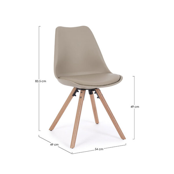 Sedia tortora in polipropilene con cuscino in similpelle New Trend 0733423 Andrea Bizzotto