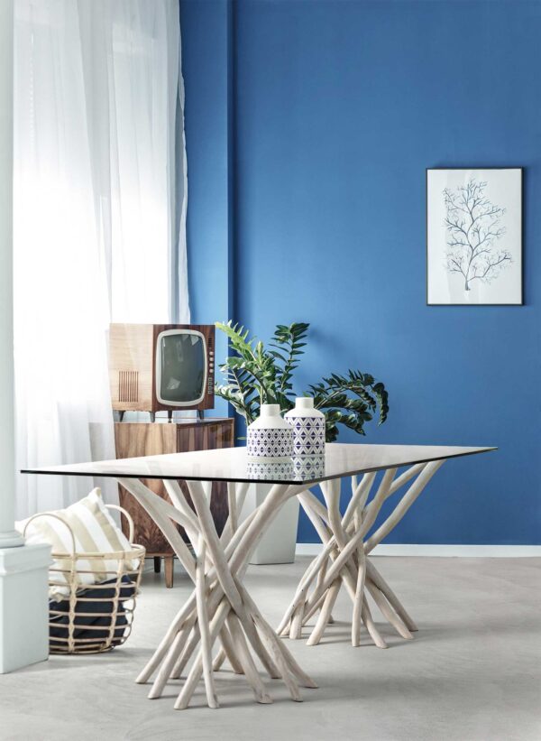 Tavolo rettangolare in vetro e legno Sahel 0680407 Andrea Bizzotto