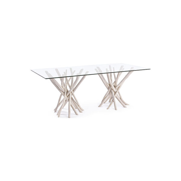 Tavolo rettangolare in vetro e legno chiaro Sahel 0680407 Andrea Bizzotto