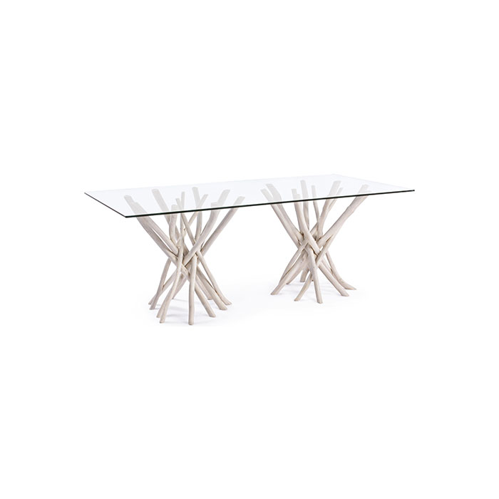 Tavolo rettangolare in vetro e legno chiaro Sahel 0680407 Andrea Bizzotto