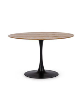 Tavolo tondo acciaio verniciato nero e mdf Bloom 0732980 Andrea Bizzotto