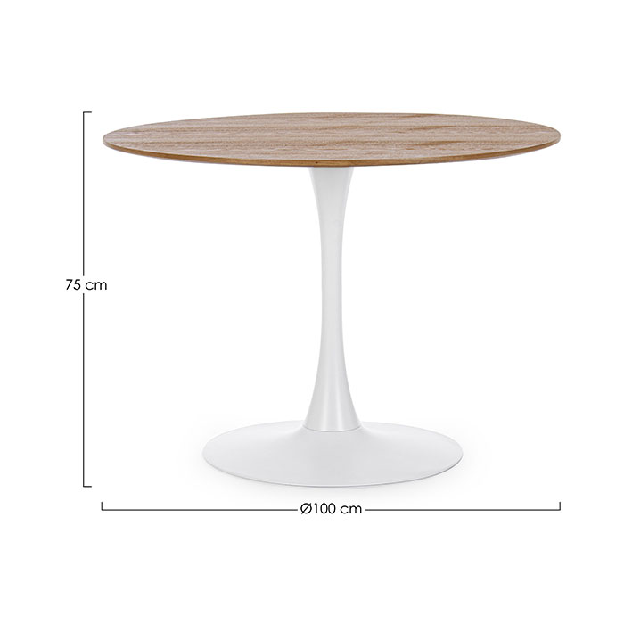 Tavolo tondo base bianca piano in legno Bloom 0732978 Andrea Bizzotto