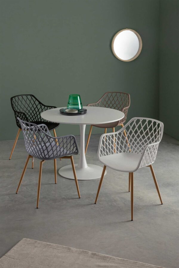 Tavolo tondo bianco Bloom 0732977 e sedie Optik Andrea Bizzotto