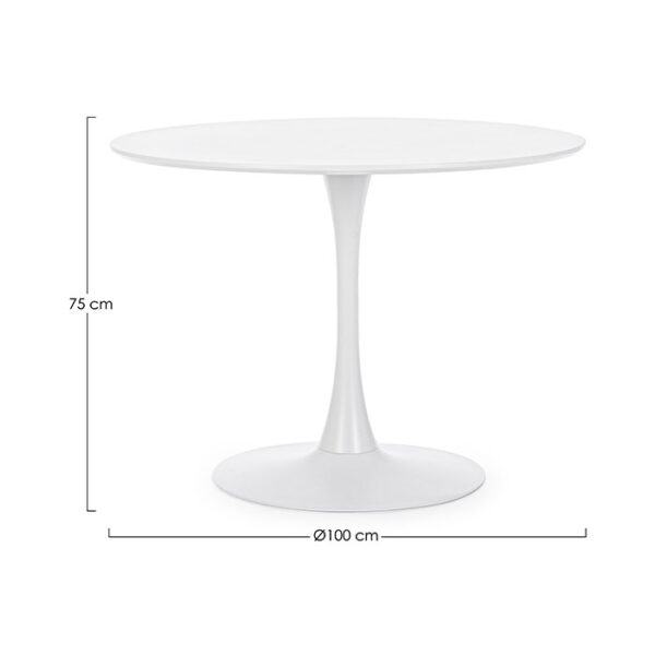Tavolo tondo bianco in acciaio e mdf Bloom 0732977 Andrea Bizzotto